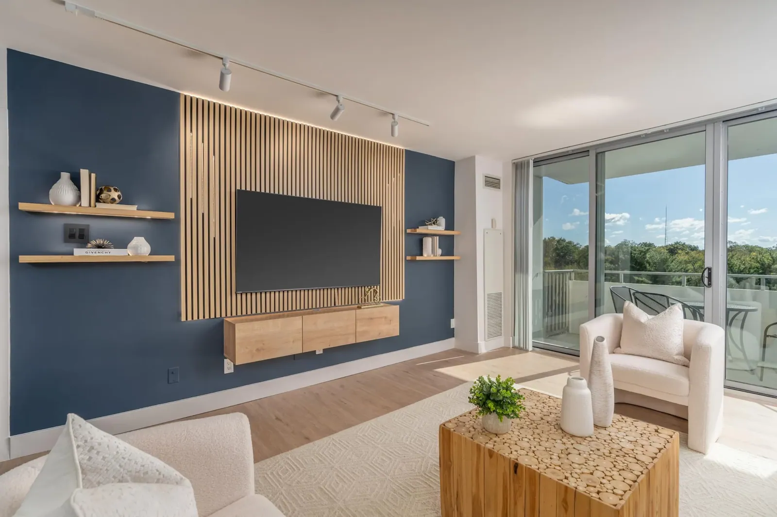 Remodeled condo living space, River Road, Bethesda
